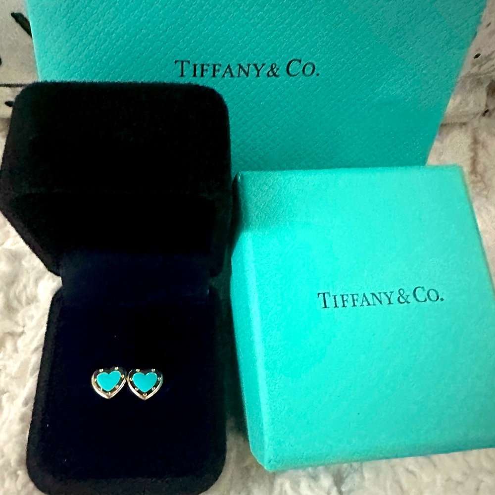 Tiffany&Co blue heart earrings. Not sure of authenticity.